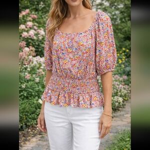 LOFT Multicolor Floral Blouse